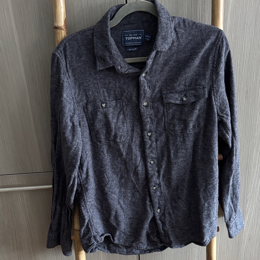 Topman Charcoal Button-Down Shirt